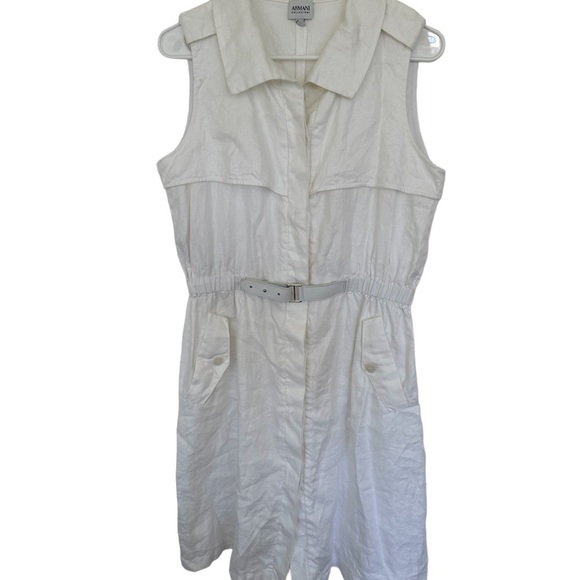 Armani Collezioni White Linen Sleeveless Dress – Size 8 - Picture 4 of 13